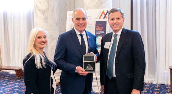 CHPA Board Chair Lisa Paley (Haleon, President, North America), U.S. Senator Bob Casey, and CHPA President & CEO Scott Melville